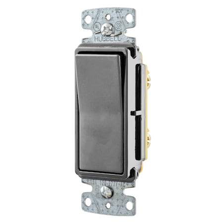 Hubbell Wiring Device-Kellems TradeSelect, Switches and Lighting Controls, Decorator Switch, Residential Grade, Rocker Switch, General Purpose AC, Single Pole, 15A 120/277V AC, Push Back and Side Wired, Gray RSD115GY